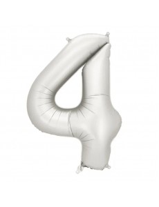 Balão Número 4 Prateado Mate